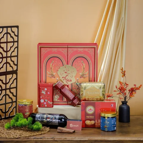 Set quà Tết Hồng Phúc – hộp cứng in logo