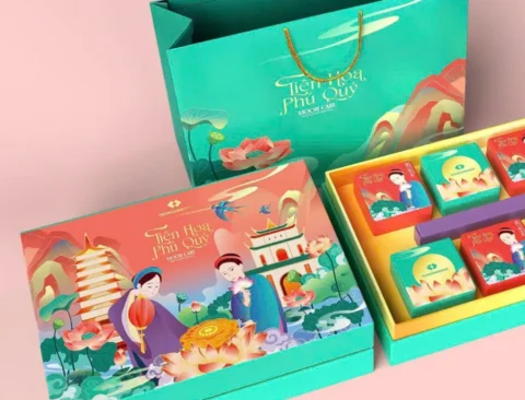 Hộp bánh Trung Thu hồng tranh phố cổ và thiếu nữ, xu hướng 2027